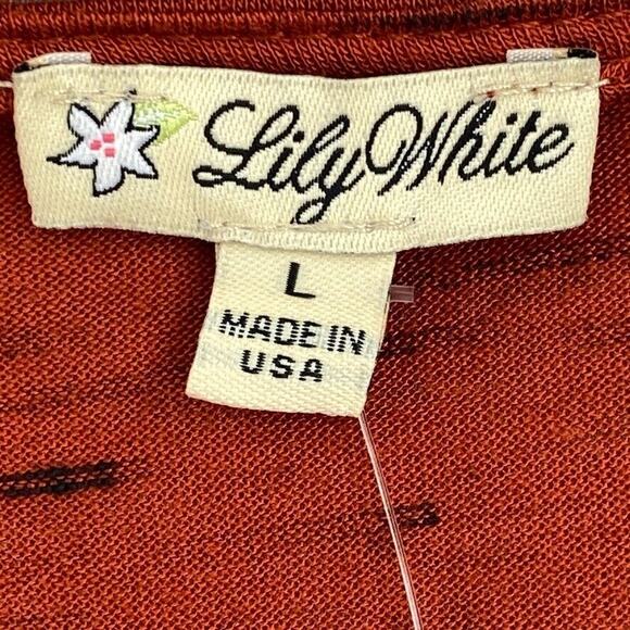 Lily White Top Womens Large Rust Aztec Pocket Long Sleeve Southwest USA NEW - Picture 2 of 13